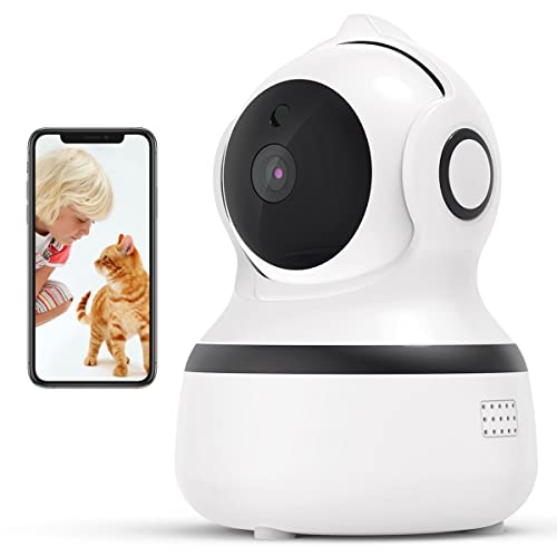 HAOTING IP Überwachungskamera 1080P FHD WLAN Kamera Kabellos 2,4 G Panorama Sicherheitskamera mit Bewegungserkennung, 2-Wege-Audio, Nachtsicht, Heimüberwachungsmonitor für Baby/Haustier/Ältere, Weiß