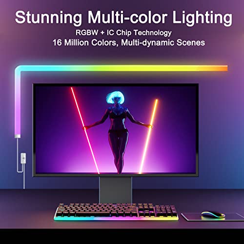 Enituo RGB Wandleuchte, Smarte LED Lightbar Gaming Lampe Ambient Wall Light, Musik-Sync Dimmbar LED TV Hintergrundbeleuchtung, App und Fernbedienung Wand Licht für Gaming und Deko, 6 Stück + 3 Ecke