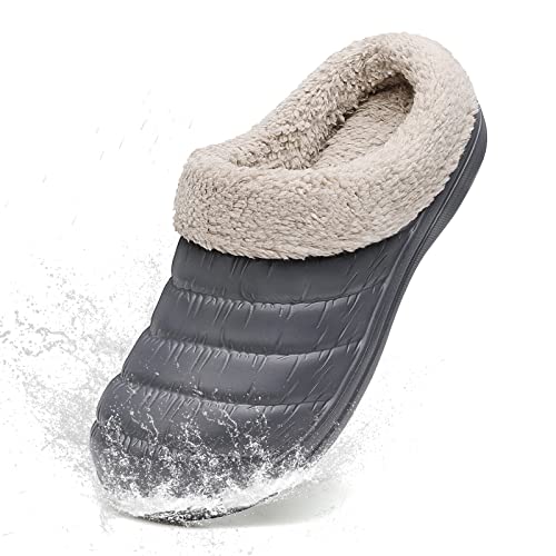 IDEINER Hausschuhe Damen Herren Geschlossen Winter Wasserfest Pantoffeln Warm Gefüttert Plüsch, Größe 35/36, 39/40, 41/42 EU