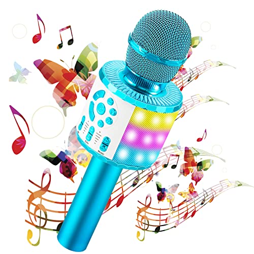 Mikrofon Kinder Ab 3 4 Jahre,5-In-1 Drahtloses Bluetooth Karaoke Kinder Mikrofon Mit Led,MäDchen Geschenke 3 4 5 6 7 8 9 +Jahre,Karaoke Mikrofon Spielzeug FüR Kinder Erwachsene Geburtstagsfeier Ktv