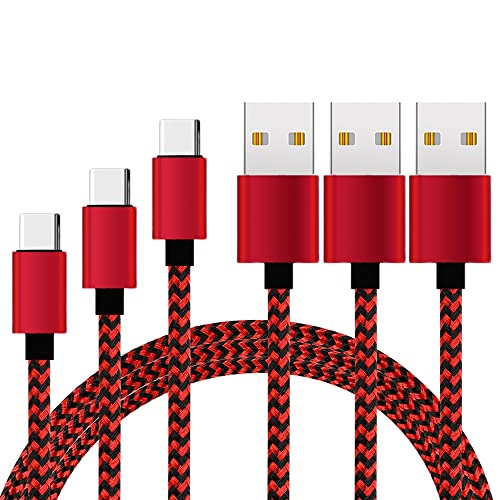 USB C Kabel,USB C Ladekabel [3Stück 2M] 3.1A Schnellladung,Nylon USB A auf Typ C Schnellladekabel für Samsung Galaxy S22 S21 S20 S10 9 8 Plus,Note10 9 8,Sony Xperia,HTC,Xiaomi Redmi,Huawei P40 P30 P20