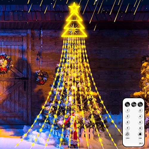 TUYOMA Weihnachtsbaum Lichterkette Außen mit 10 Girlanden, 340 LED Christbaumbeleuchtung mit 8 Leuchtmodi, Weihnachtsbeleuchtung für Innen, Außen, Party, Weihnachten Deko