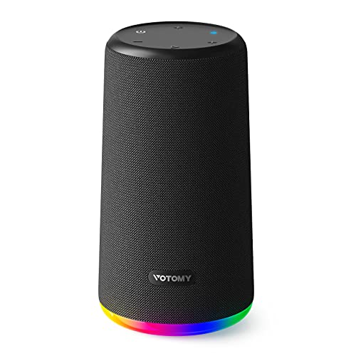 Votomy Bluetooth Lautsprecher, Tragbarer Bluetooth Box mit Deep Bass, Musikbox Bluetooth mit RGB-Licht, 24 Stunden Spielzeit, 360° Rundum-Sound, IPX7 Wasserdicht, Lautsprecher Boxen Bluetooth Box