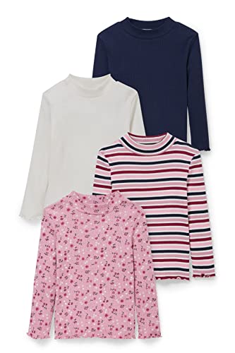 C&A Kinder Mädchen T-Shirt Langärmelig Streifen|Unifarben|Bedruckt 4er Pack|Multipack  / Größe: 92 - 128