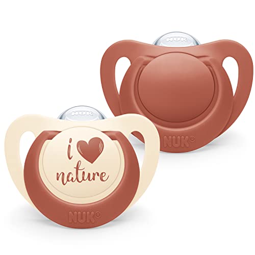 NUK for Nature Babyschnuller | aus nachhaltigem Silikon | kiefergerechte Form | BPA-frei | 0-6 Monate | terrakottarot | 2 Stück