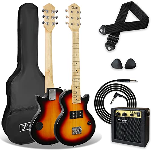 3rd Avenue 1/2 Größe Kids Rock E-Gitarre Pack für Junior Anfänger – 6 Monate gratis Unterricht, 5 W tragbarer Verstärker, Kabel, Tasche, Plektren und Gurt Sunburst, STX34SBPK