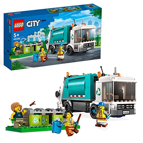 LEGO 60386 City Müllabfuhr, Müllwagen Spielzeug mit Mülltonnen für Kinder ab 5 Jahren, Lern- und Sortierspielzeug, Serie Nachhaltiges Leben