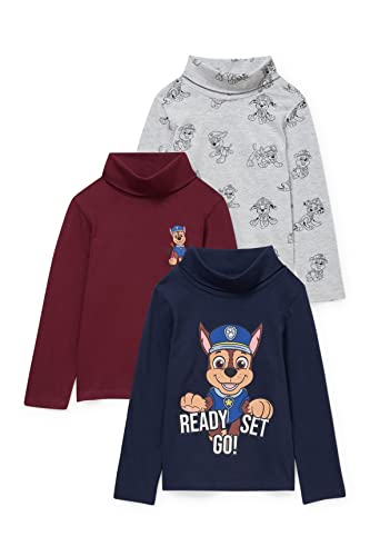 C&A Kinder Jungen T-Shirt Langärmelig Bedruckt|Bedruckt Paw Patrol 3er Pack|Multipack / Größe: 92 - 134