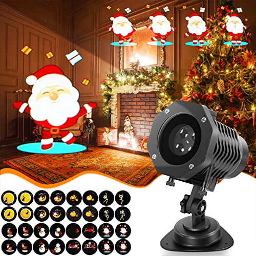 Wilktop LED Projektionslampe,3D Anime Projektor Weihnachtsschmuck 8 austauschbaren Anime-Themenfilmen, IP65 wasserdichtes LED-Projektorlicht Lichtprojektor mit Fernbedienung für Weihnachten