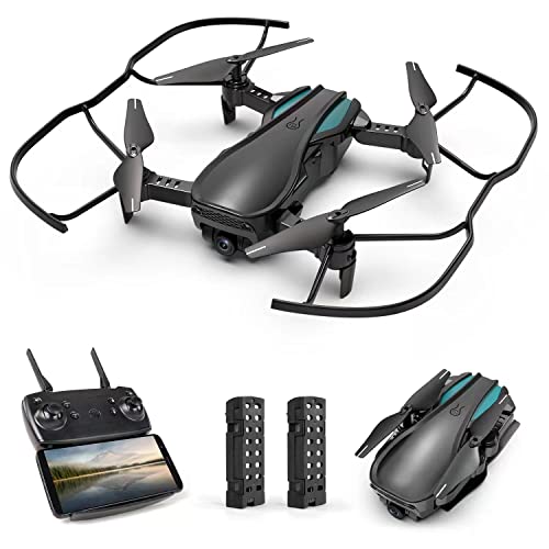 Drohne mit Kamera HD 1080P, Faltbar RC Quadcopter mit FPV WLAN Live Übertragung, 2 Akku Lange Flugzeit, Höhenhaltung, One Key Start/Landen, Headless Modus, RC Drohne für Anfänger