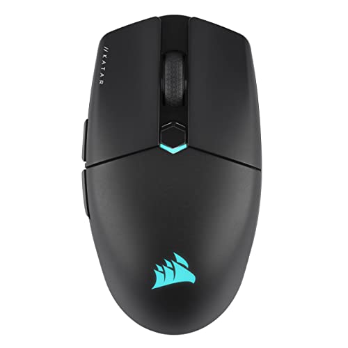 Corsair KATAR Elite Wireless Gaming-Maus - Ultraleicht, Optischer Marksman-Sensor 26.000 DPI, Unter 1ms Slipstream Wireless Drahtlosverbindung, Akkulaufzeit bis zu 110 Stunden - Schwarz