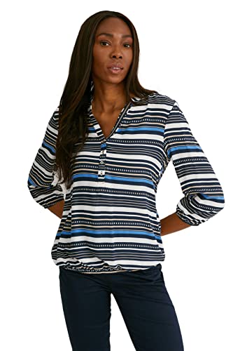 C&A Damen Regular Fit Serafino-Ausschnitt Bluse Streifen / Größe: 38 - 52