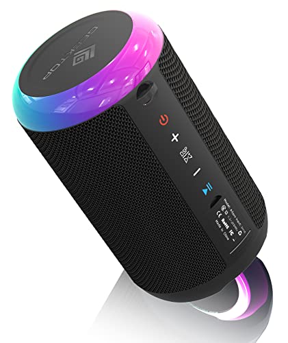 GEEKTOP Bluetooth Lautsprecher 48W Kabellos IPX7 Wasserdicht Tragbarer Blootooth Musikbox LED-Licht 12H Akku, Type-C/TF/AUX-in Wiedergabe True Wireless Stereo mit DSP-Chips (Dreiband-Bassklang)