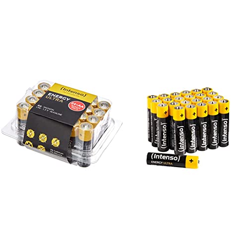 Intenso Energy Ultra AA Mignon LR6 Alkaline Batterien 24er Box & Energy Ultra AAA Micro LR03 Alkaline Batterien 24er Box, Gelb-Schwarz