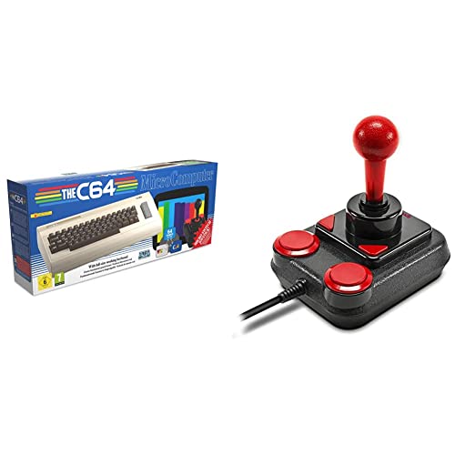 The C64 ''Maxi'' (No PSU) & Speedlink COMPETITION PRO EXTRA USB Joystick - Digitaler Joystick mit DirectInput und Mikroschalter, schwarz-rot