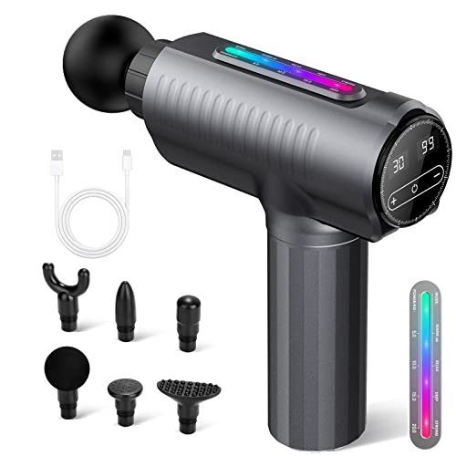 Massagepistole Massage Gun Sendowtek Deep Tissue Massagepistole mit 6 Massageköpfen Elektrisches Handmassagegerät mit LCD Touchscreen für Fitnessstudio Büro Workout