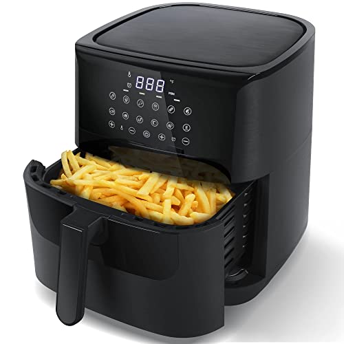 MEROUS Heißluftfritteuse 4,5 L, ölfreier Elektroherd mit 8 Kochfunktionen, digitaler LCD-Touchscreen mit präziser Temperaturregelung, Antihaft-Korb, 1500 W, Schwarz