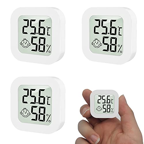 UDODIY 4 Stück Mini Thermometer Hygrometer Innen Digital Raumthermometer LCD Zimmerthermometer Hochgenauer Luftfeuchtigkeitsmesser Wandbehang für Babyzimmer Wohnzimmer Gewächshaus Weinkeller