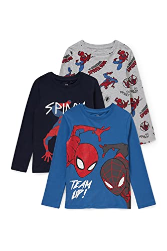 C&A Kinder Jungen T-Shirt Langärmelig Motivprint|Bedruckt Spider-Man 3er Pack|Multipack   / Größe: 98 - 134