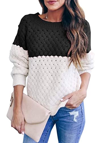 Strickpullover Damen Langarm Rundhals Winter Warm Pullover Lose Sweatshirt / Größe: M - XL