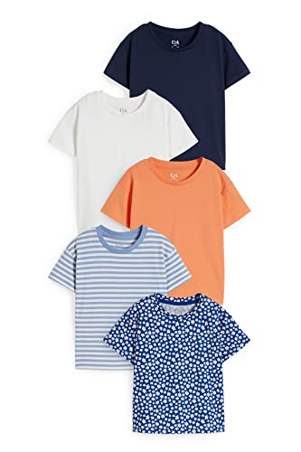 C&A Kinder Mädchen T-Shirt Bedruckt|Streifen|Unifarben Multipack|5er Pack / Größe: 92 - 140
